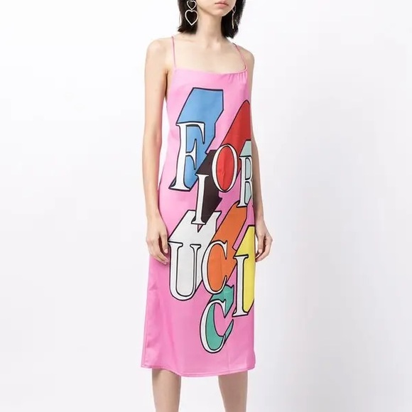Fiorucci Flying Logo Pink Slip dress size Small - Picture 3 of 15